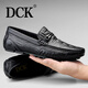 DCK男鞋春季新款軟底懶人一腳蹬豆豆鞋男真皮開(kāi)車(chē)鞋商務(wù)休閑皮鞋男 黑色 41
