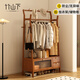 竹山下實(shí)心衣帽架加粗落地立式掛衣架家用多功能收納架子 【胡桃色】100cm