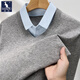 袋鼠（DAISHU）假兩件毛衣男襯衫秋冬季加厚襯衣領(lǐng)男士商務(wù)休閑打底衫針織衫上衣 灰色 170/L推薦120-135斤