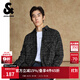 杰克·瓊斯（JACK&JONES）男裝秋季寬松翻領(lǐng)格紋花呢潮流百搭小香風(fēng)外套男長(zhǎng)袖襯衫夾克男士 E40黑色 M 175