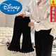 迪士尼（Disney）冬季女童加絨褲25新款兒童秋冬季寶寶加厚休閑洋氣新款褲子喇叭褲 蝴蝶結-黑色加絨 140