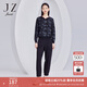 玖姿（JUZUI）商場(chǎng)同款休閑褲女裝秋款時(shí)尚中腰褲子JWCQ11121 素黑 XL