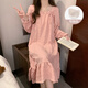 另約睡裙女款春秋冬季云朵棉甜美溫柔風(fēng)寬松長(cháng)款孕婦連體衣女士家居服 4949DO 純色方領(lǐng) 豆沙色 XL