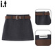 :CHOCOOLATE it女裝韓系A字毛呢半身裙女2026春秋新款流行包臀高腰顯瘦短裙 灰色 M