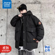 真維斯（Jeanswest）羽絨服男冬季大碼男裝厚款連帽工裝外套加肥加大碼潮牌常規款外套 黑色 5XL