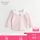 MARC&JANIE馬克珍妮兒童春秋裝女童花邊娃娃領(lǐng)條紋長(cháng)袖T恤231523
