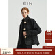 EIN言千金小香風(fēng)撞色花呢綿羊毛扭結扣短大衣外套女裝秋新款 石墨黑 M