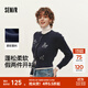 森馬（Semir）陳都靈針織開(kāi)衫女小寬松短款圓領(lǐng)毛衣2025冬新款圖案刺繡正肩毛衫 藍(lán)色調(diào)00388 M