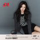 H&M【徐若晗同款】女裝毛針織衫秋季打底衫長(cháng)袖短款miu系開(kāi)衫1246581 混深灰色 M (165) 96