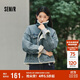 森馬（Semir）牛仔外套女拼接仿兔毛翻領(lǐng)寬松港風(fēng)冬季落肩夾棉夾克103724108001
