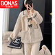 寶娜斯（BONAS）法蘭絨絨睡衣兩件套女士秋冬季加厚加絨保暖可愛毛絨寬松家居 小香蝴蝶結(jié)-套裝 L 碼(建議90-120斤)