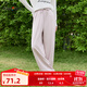 三福休閑褲2025夏季簡(jiǎn)約抽繩松緊腰寬松闊腿褲長(cháng)褲女裝838483 粉紫 S