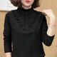 【爆款熱賣】新款秋冬加厚雙面絨木耳邊長袖氣質(zhì)百搭減齡打底衫 黑色 4XL （建議140-155斤）
