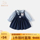 班喜迪女童連衣裙秋裝新款洋氣寶寶公主裙周歲禮服春秋季兒童學院風裙子