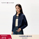 TOMMY HILFIGER25春夏新款女休閑簡(jiǎn)約通勤抽繩下擺寬松落肩亞洲版襯衫外套 藏青色C1G XS 32