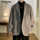 MMOPTOP短款西服寬松毛呢大衣男士冬季外套韓版寬松加厚MDY01灰色XL