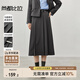 尚都比拉氣質(zhì)通勤半身裙女秋冬時(shí)尚高腰百褶裙中長(zhǎng)款A(yù)字裙子 深灰色 L 