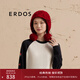 ERDOS【絞花】毛球時(shí)尚保暖護耳帽女帽針織帽毛線(xiàn)帽 寶石紅 52cm