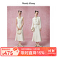 Mandy Zhang法式氣質(zhì)花苞魚尾小香風(fēng)禮服連衣裙女春季新白色長裙子 月影星白 S
