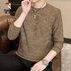 啄木鳥(niǎo)（TUCANO）長(cháng)袖t恤男春秋季薄款圓領(lǐng)套頭衛衣男打底衫提花休閑上衣服男裝 卡其色 L