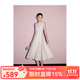 Mandy Zhang法式赫本風(fēng)氣質(zhì)粉色訂婚連衣裙女夏季宴會正式禮服裙子 櫻花黛粉 珍珠鑲鉆 S