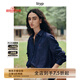 旅途原品ltyp 亞麻棉牛仔刺繡襯衫 極簡(jiǎn)文藝休閑百搭襯衣上衣女秋 復(fù)古藍(lán)（預(yù)計(jì)7-10天發(fā)貨） M