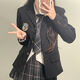 圣洛鋒學(xué)院風(fēng)女學(xué)生JK制服西裝基礎(chǔ)款秋冬季西服外套套裝演出服校服班服 三?？叟谖餮b單件+徽章 L 105-115斤