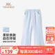 英氏（YEEHOO）女童褲子兒童七分褲夏季時(shí)尚透氣休閑風(fēng)喇叭褲夏裝新款中大童裝 糖果周末淺蘭 170
