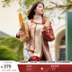 兩三事披肩斗篷外套女秋冬連帽長(cháng)款藍色毛衣開(kāi)衫外搭大衣梵高信使 磚紅色 均碼 F
