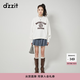 DZZIT地素印花衛衣秋冬復古學(xué)院風(fēng)套頭衫設計女 漂白色 M