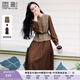 香影馬甲長(cháng)袖連衣裙套裝女2025秋季新款氣質(zhì)千鳥(niǎo)格咖色裙子兩件套 咖色 S