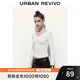 UR2025冬季新款女裝簡約褶皺紐扣式坑條肌理修身T恤UYB450011 白綠 M