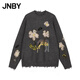 JNBY/江南布衣【ESG】春秋針織衫鉤針花朵毛衣寬松套頭5O9315400 010/雜黑 M