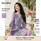 珂萊蒂爾2025七分袖連衣裙女氣質(zhì)收腰中長(cháng)裙百褶裙 淡紫 M