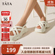 他她（TATA）厚底涼鞋女透氣松糕豬籠鞋沙灘涼鞋WBQ01BL3 米白 35