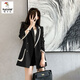 啄木鳥港風(fēng)西裝外套女2025春秋新款韓版休閑設(shè)計(jì)感炸街寬松百搭小西服潮 7595黑色西裝外套 【有內(nèi)襯】 XL 建議121-140斤