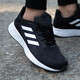 阿迪達斯（adidas）官方艦店2025秋季新款男士運動(dòng)鞋 透氣網(wǎng)面跑步鞋子男 耐磨休閑鞋 ID0350/黑色/白色 42
