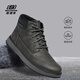 斯凱奇（Skechers）馬丁靴男軟底耐磨緩震百搭休閑鞋高幫戶外工裝鞋 CHAR灰 41