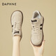 DAPHNE達芙妮棉鞋女加絨加厚女鞋秋冬新款厚底高幫德訓鞋復古休閑板鞋 沙色 單層 跟高3.5cm 36 (230mm) 標準碼