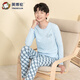 英博倫春秋青少年內衣套裝萊卡棉男童大童秋衣秋褲兒童睡衣薄款 80859淺蘭 170