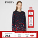 PORTS寶姿 秋冬新品女裝色塊拼接撞色毛針織衫LA9K508JKW001 丈青混色 XS