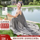 絲柏舍撞色連衣裙2025夏裝新款女裝復古文藝不規則時(shí)尚吊帶裙