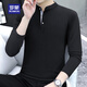羅蒙（ROMON）男士長(cháng)袖T恤秋冬季潮流百搭簡(jiǎn)約高端內搭純色立領(lǐng)純棉T恤 黑 2XL