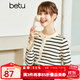 betu百圖女裝2022秋季新款毛針織衫圓領(lǐng)時(shí)尚條紋開(kāi)衫拼色設計針織衫女2208T01 黑白條 XS
