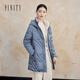 菲妮迪（FINITY）品牌90白鵝絨羽絨服冬季連帽時(shí)尚保暖中長(cháng)款外套女 灰藍色 2XL