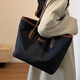 沐霓包包女情人節托特包2025新款通勤時(shí)尚大包手提單肩包牛津布女包 休閑通勤托特包【黑配咖40*26】