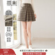 香影（xiangying）毛呢格子半身裙女高腰2025秋冬新款法式短款小個(gè)子a字百褶裙 奶咖色 S