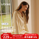 ubras【劉雯同款】奶酪絨刺繡翻領(lǐng)套頭長(cháng)袖長(cháng)褲套裝睡衣女家居服 女套頭款-奶酪黃色 M