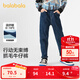 巴拉巴拉童裝兒童褲子男童長褲秋冬裝寶寶直筒褲加絨時(shí)尚潮酷 牛仔深藍(lán)88301 140