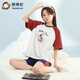 英博倫2025新款少女睡衣夏季純棉薄款女大童短袖套裝學(xué)生春秋款家居服 20718 咖紅 165